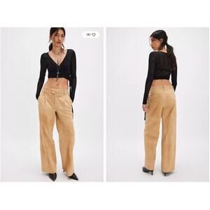 Free People Skyler Suede Trousers | Apricot | Size 10